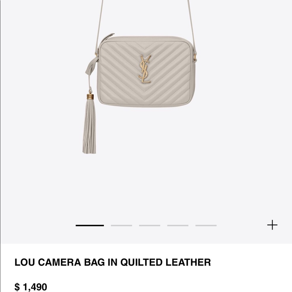Yves Saint Laurent Cream Quilted Leather Camera Bag with Gold YSL Logo - Picture 8 of 11